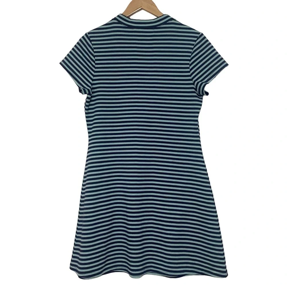 Free People Beach blue and green striped shirt sleeve t-shirt dress Size Large - Picture 7 of 9